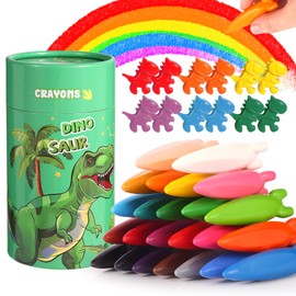 JYPS Crayons for Toddlers, 36 PCS Rockets Non-Toxic Washable Crayons for Kids, with Pen Holder, Dinosaur Drawing Coloring Crayon Set, Art Supplies Toys Gift for Girls/Boys, Back to School