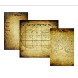 Dry Erase Magnetic Refrigerator Office Dorm Calendar To-Dos and Menu Sheet Old World Set busybeetime with Larger Day Boxes