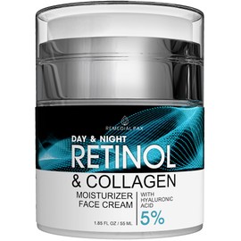 Collagen Retinol Face Cream for Women & Men – Day & Night Anti-Aging Moisturizer with Hyaluronic Acid – Firming Facial Lotion for Fine Lines, Wrinkles, Dry Skin – 1.85 oz