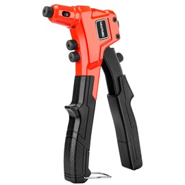 HAUTMEC 4-in-1 Rivet Gun,8" One-Handed Riveter with 4 Tool-Free Interchangeable Rivet Heads HT0087-UK