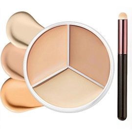 Cream Concealer Palette - 3 Colour Waterproof Concealer, Full Coverage Blendable Shades to Correct Dark Circles, Red Marks, Highlight & Contour Makeup for Women