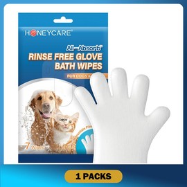 Honey Care 【DailyPicks】HONEYCARE : All-Absorb Pet Glove Wipes for All Pets Dogs & Cats,Hypoallergenic Pet Wipes Disposable No-Rinse Grooming, 7/21/42PCS bath  gloves - Specification: 7pcs/1packs