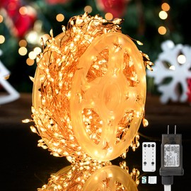 Dailyart Fairy Lights Plug in, 500 Led Fairy Lights with Remote 42Ft Small Warm Fairy Lights with Timer Long Twinkle Lights Waterproof String Fairy Lights for Bedroom Outdoor Indoor Decor,Gold Wire