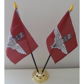 Parachute Regiment Paras 2 Flag Desktop Table Display With Gold Base
