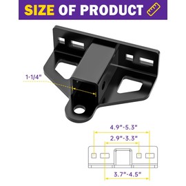 Zero Turn Lawn Mower Hitch with 1-1/4" Receiver, 6mm Thicker Heavy Duty Steel Trailer Receiver Hitch, Universal Upgrade 1-1/4 Hitch Receiver with Versatile Chain Slot and Carriage Bolt Hardware