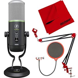 Mackie Element Series Carbon USB Condenser Microphone (EM-Carbon) Bundle with Microphone Suspension Boom Scissor Arm Stand + Universal Pop Filter Microphone Wind Screen + 6 x 6 inch Microfiber Cloth