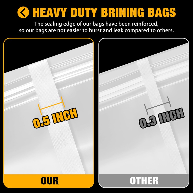 Brining Bag for Turkey Under 18lbs, 2 Pack, 21.6''x19.6'', Double