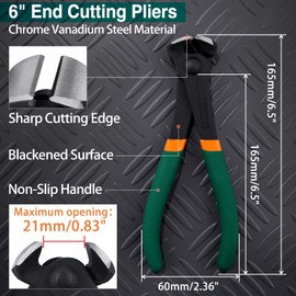 SPEEDWOX Nail Puller 6 Inch End Cutting Pliers Nail Remover Nail Nipper End Cutting Pliers End Scissors for Pulling Nails or Cutting Wires, Wire Cutter End Cutter Pliers