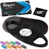 roygra Cigar Cutter with Leather Protector, Stainless Steel Double Blade
