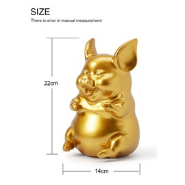 HAUCOZE Piggy Bank Coin Money Bank Pig Statue Gifts Modern Sculpture Home Decor Figurine Polyresin Arts Crafts Tirelire Gold 21cm
