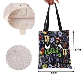ZJXHPO Villains Tote Bag Chillin Is Like A Villain Reusable Grocery Shopping Bag Witch Shoulder Bag Evil Queen Handbag (Villain Tote)