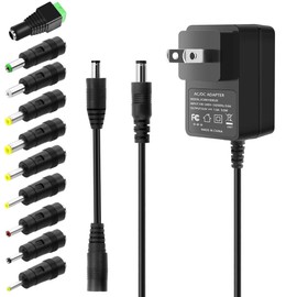 9V Power Supply 1A AC Adapter with Reverse Polarity Cable&10 Tips DC 9Volt Power Cord 1Amp Universal 9V Power Converter AC 100-240V 50/60Hz to DC 9volt 1A 1000mA 800mA 0.5A 500mA Adapter