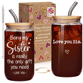 Qubereeree Sisters Gifts from Sister - I Love You Sis 12oz Coffee Tumbler for Besties, Best Sister Ever Gift for Women, Christmas Mothers Day Birthday Gifts for Mom Grandma Sisters Daughter-107