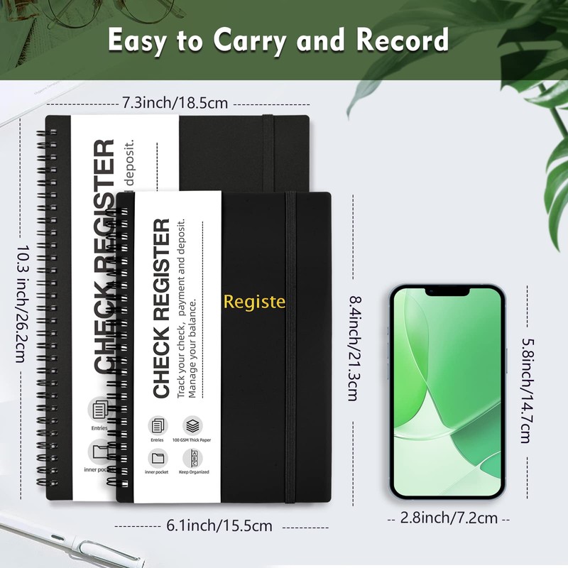 Homlive Check Registers for Personal Checkbook, Double Spiral Check Register