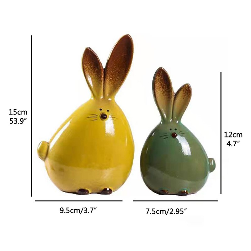 Ceramic Rabbit Figurines Easter Long Ear Bunny Ornament Desktop Animal