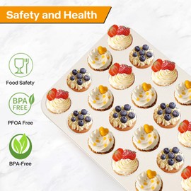 Spmarkt 2-Pack 24-cup Beige Miffin Pan, Non-Stick Cupcake Muffin Tin, Ceramic Coating Safe Baking Cupcake Pan