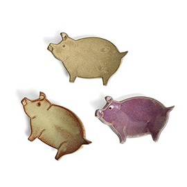 MudWorks Pottery Pig Tea Bag Holder Trinket Plates, Set of 3