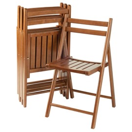 Winsome Robin Folding Chair Set, No assembly, Teak, Set of 4