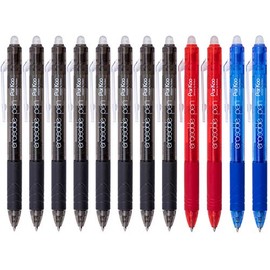 ParKoo Retractable Erasable Gel Pens Clicker Fine Point 0.7 mm, No Need for White Out, 8 Black/2 Blue/2 Red Ink for Completing Sudoku and Crossword Puzzles, 12-Pack