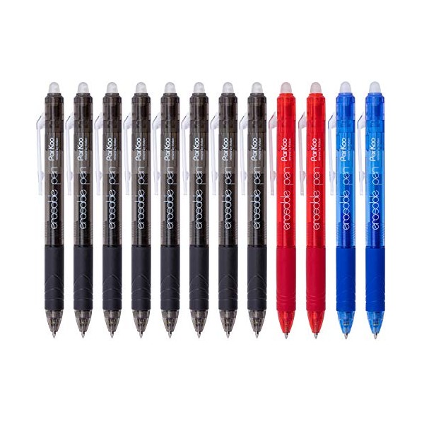ParKoo Retractable Erasable Gel Pens Clicker Fine Point 0.7 mm,