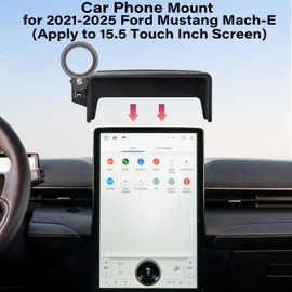 AbeeyGeomarn Car Phone Holder for Ford Mustang Mach-E 2021-2025 Accessories Apply to 15.5 Inch Touch Screen Fixed Clip Magnetic Cell Phone Mount Hands-Free 360 Degree Rotation