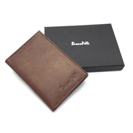 100% Genuine Leather Passport Holder RFID Blocking Wallet Case Travel Gift Boxed Medium Brown