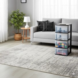 Cajonera De Plástico Italhome Fox 4 Organizador Multiusos Negro Con Cajones Transparentes