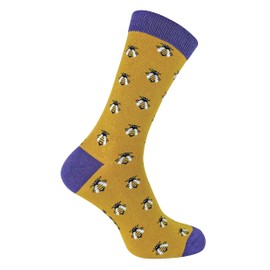 Mr Heron - Mens Animal Patterned Design Soft Bamboo Novelty Socks (6-11, Honey Bee)