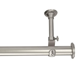 YunNephele Hanging Curtain Rod 108-168 inch Nickel Brushed,1 inch diameter Single Window Curtain Rods Set,Metal Adjustable Ceiling/Wall Mount Drapery Rod