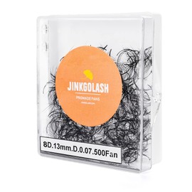 JINKGOLASH 500 Promade Eyelash Extension From 3D to 16D, Loose Lash Fans 0.03/0.05/0.07mm Thickness, C D Curl Lashes, 8 - 16mm Length for Easy Volume Individual Eyelash Extensions Clusters DIY (8D-0.05-C (10mm))
