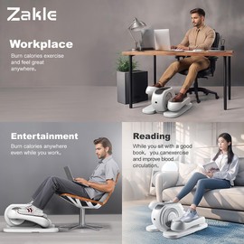 Zakle Ellipse Leg Exerciser as Seen on Tv for Seniors, Electric Under Desk Elliptical Machine w/Remote & 12 Speeds Level, Manual & Auto Mode, Quiet Seated Pedal Exerciser for Home Office (White)