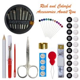 Sewing Kit with Case Portable Sewing Supplies for Home Traveler, Adults, Beginner, Emergency, Contains 18 Sewing Thread, Scissors, Needles, Measure etc (Off-White)