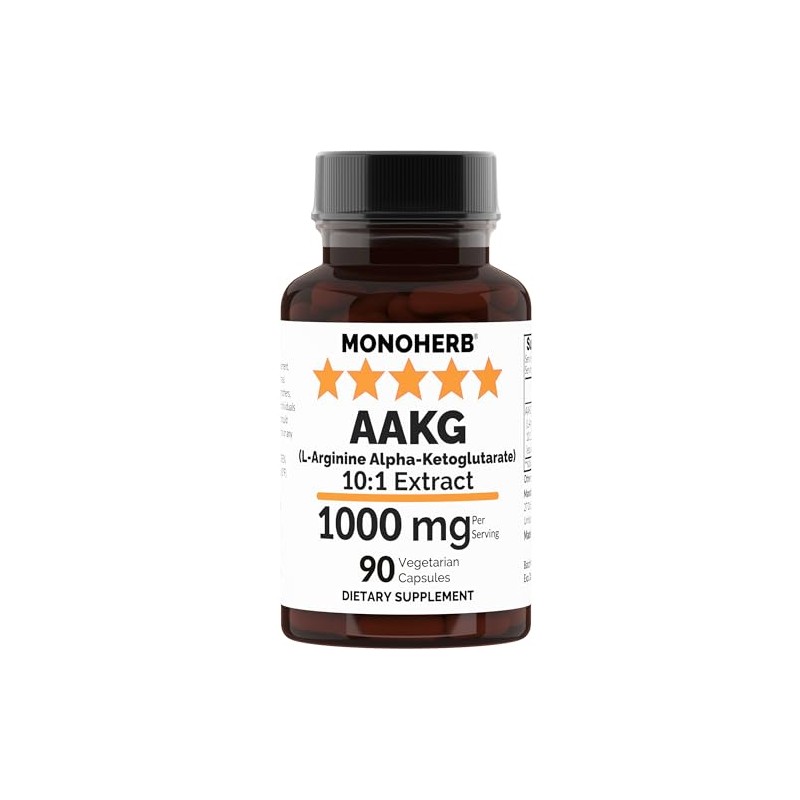 MONOHERB- “AAKG LArginina AlfaKetoglutarato 1000 mg 90 Cápsulas Vegetarianas