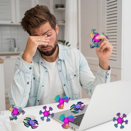 femary Metal Fidget Spinner Toy - 8 Pack Cool Sensory Toy for Adult Kid Men Women, Finger Spinners for Anxiety Stress Relief, Classroom Prizes and Stocking Stuffers for Boys Girls Age 8+, Party Favors