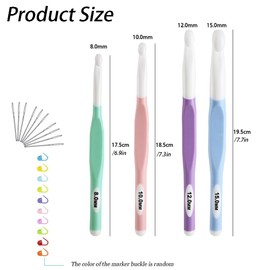 SSyang Set of 4 Crochet Hooks, Crochet Hook Set, (8 mm, 10 mm, 12 mm, 15 mm) Crochet Hook Set, Ergonomic Crochet Hook Set, Crochet Hooks with Rubber Handle for Knitting, for Sweaters and Scarves DIY