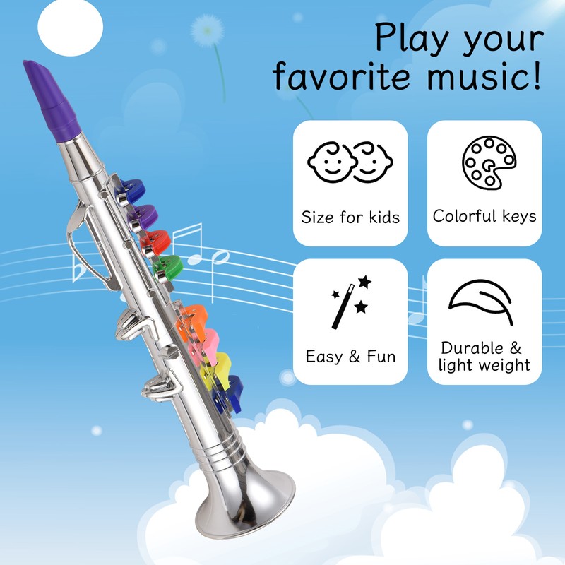Clarinet with 8 Colored Coded Keys Kids Musical Wind Instruments