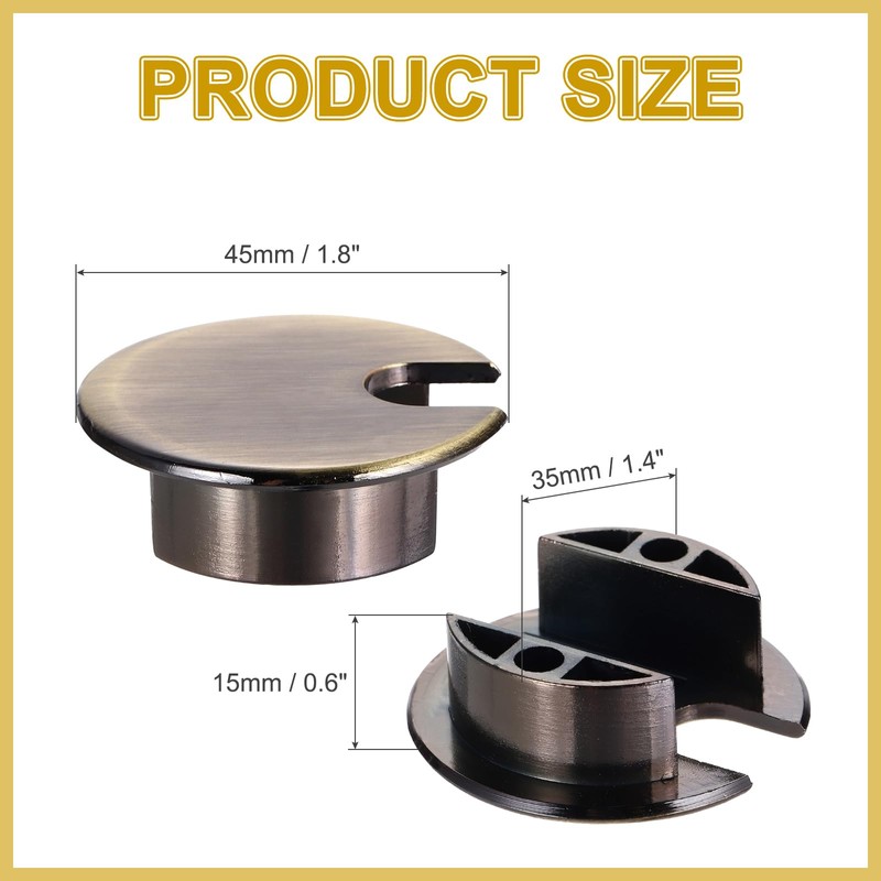 sourcing map Desk Grommet 1.4 Inch, Zinc Alloy Round Desk