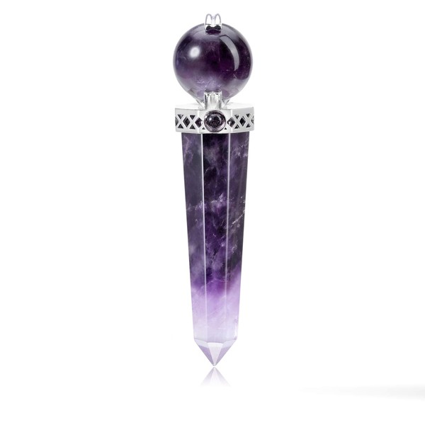 CrystalTears 3.2" Amethyst Crystal Wand Reiki Healing Crystal Point Prism Gemstone Wand Tumbled Poished Quartz Crystal Healing Stones for Meditation Wicca Crystal Therapy