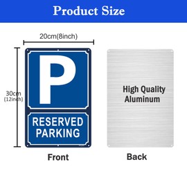 2 Pack Reserved Parking Sign, 20 x 30 cm Rust Free Aluminum Sign, Weather Resistant, Waterproof, Durable Ink, Easy to Install