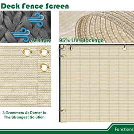 Goleray 2.5'x10' Balcony Privacy Screen Fence Panels Outdoor Deck Shade Fencing, Apartments Railing Cover UV Protection Outside Screen for Patio Porch, Beige