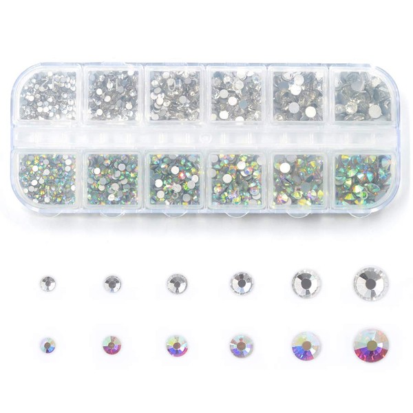 meylindos nail 3d design parts flat back rhinestones ss6 ss8 ss10 ss12 ss16 ss20 white/AB color crystal with long case (02)