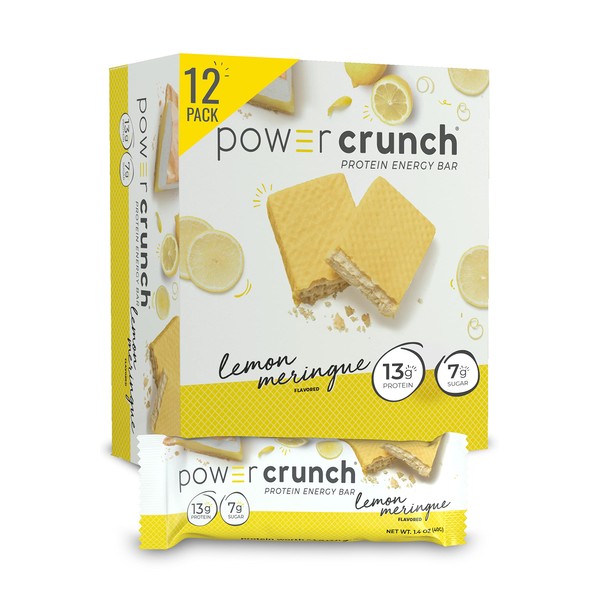 Power Crunch Protein Wafer Bars, High Protein Snacks with Delicious Taste, Lemon Meringue, 1.4 Ounce (12 Count)