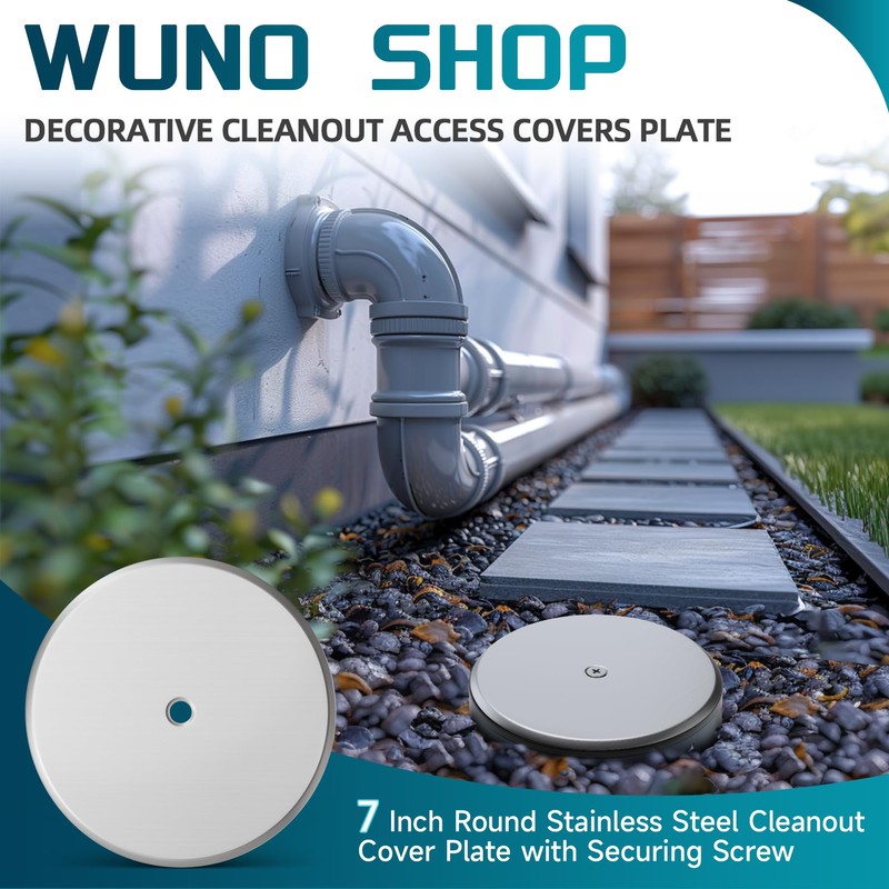 Wuno Shop 7 Inch Cleanout Cover Plate, Round Cleanout Plug