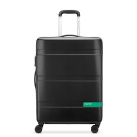 United Colors of Benetton Now Hardside Luggage with Spinner Wheels, Black, Checked-Medium 23 Inch