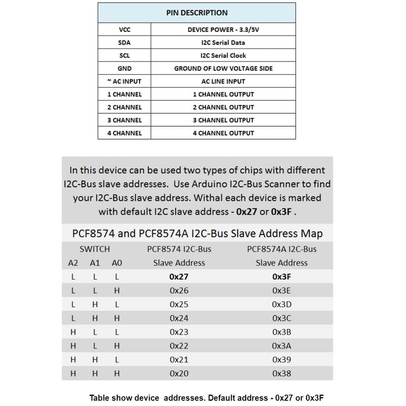 4 Channel AC Light Triac Dimmer with I2C Interface Control
