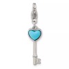 Chisel Stainless Steel Polished Simulated Turquoise Heart Key with Lobster