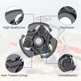 Tunejoy Pocket Bike Clutch with 3 Springs Motorcycle Clutch Pad Iron for 2-Stroke 43cc 47cc 49cc Mini Moto ATV Quad Dirt Bike No Groove Black