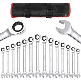 Unbranded 14pcs Ratcheting Wrench Set Metric 6-19mm Fixed Head Ratchet Combination Wrench