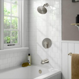 Tub Shower Faucet Set with Valve, WRISIN Shower Faucets Sets Complete Brushed Nickel with 6 Inch High-Pressure Rian Showerhead