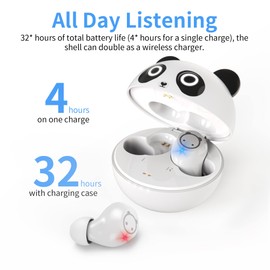 Auriculares inalámbricos para niños, auriculares Bluetooth con linda comodidad de panda y diseño ligero, con cancelación de ruido para niñas y mujeres, deportes con mini funda de carga portátil..